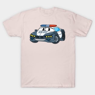 Cute happy police car cartoon illustration T-Shirt